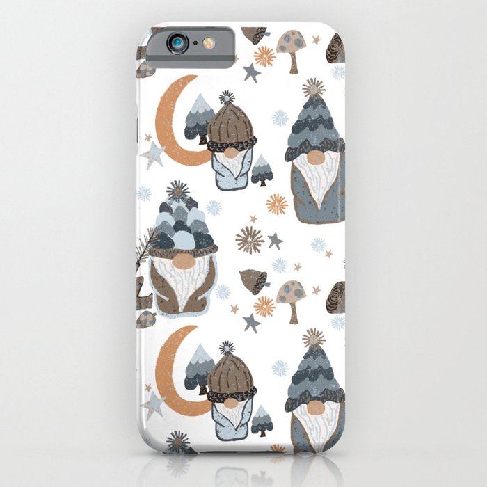 Woodland Moon Stars Gnome Gray  iPhone Case