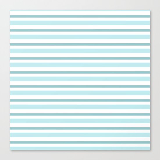 Stripes Lines horizontal - different colors of blue aqua #Society6 Canvas Print