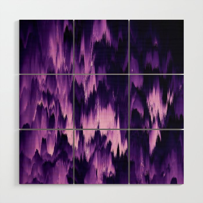 Modern Abstract Purple Lavender Coral Ombre Brushstrokes Ikat Wood Wall Art