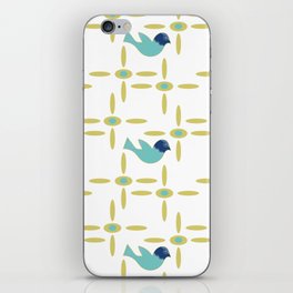 Teal Bird On Fields Of Golden Flowers By SalsySafrano. iPhone Skin