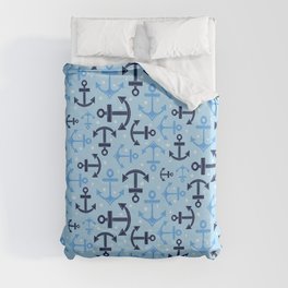 Anchors and Stars in Blue Duvet Cover