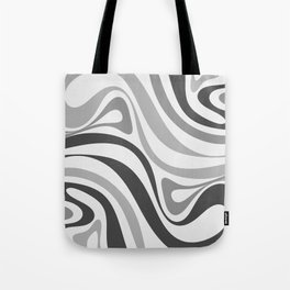 New Groove Retro Swirls Abstract Pattern in Grey Tote Bag