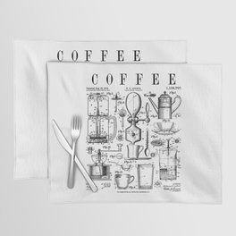 Coffee Drinker Lover Caffeine Addict Vintage Patent Print Placemat