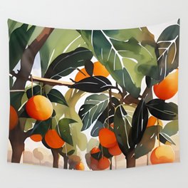Orange Grove No1 watercolor wall art and home decor Wall Tapestry
