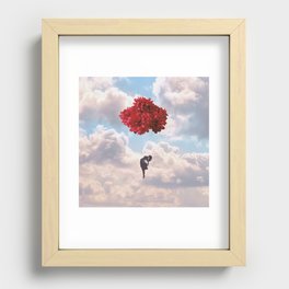 Flower balloon takes her to the wild blue yonder Recessed Framed Print