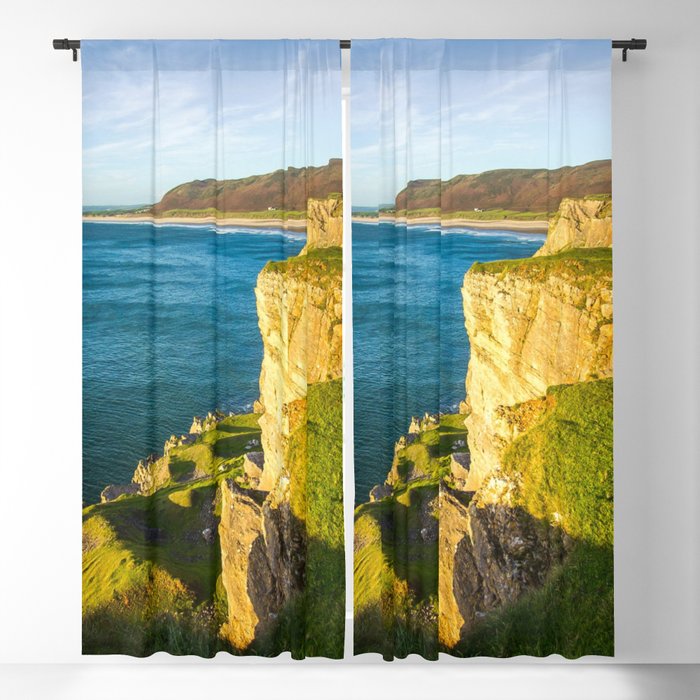 Great Britain Photography - Sunset Shining On A Cliff By The Blue Ocean Blackout Curtain