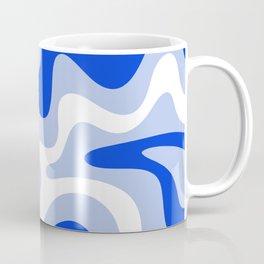 Retro Liquid Swirl Abstract Pattern Royal Blue, Light Blue, and White  Mug