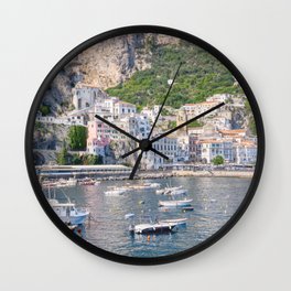 Amalfi Coast, Italy Nautical Travel Photography Wall Clock | Photograph, Color, Nautical, Wanderlust, Architecture, Amalfi, Coast, City, Italian, Coastline 