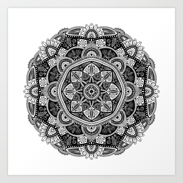 Black and White Mandala Pattern 011 Art Print
