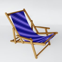 [ Thumbnail: Blue and Medium Slate Blue Colored Lined/Striped Pattern Sling Chair ]