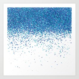 Rain of blue green aquamarine dots points - abstract minimal modern pointillism art Art Print