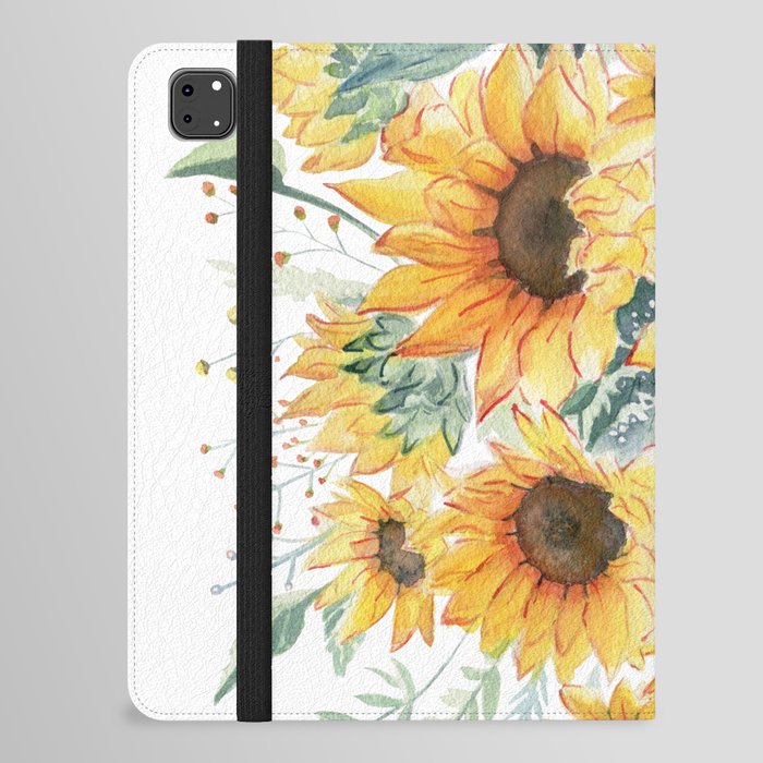 Loose Watercolor Sunflowers iPad Folio Case