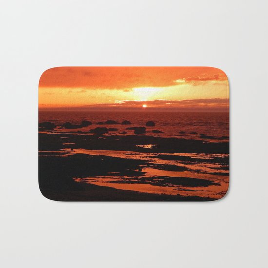 Sunset behind the Circle of Rocks Bath Mat