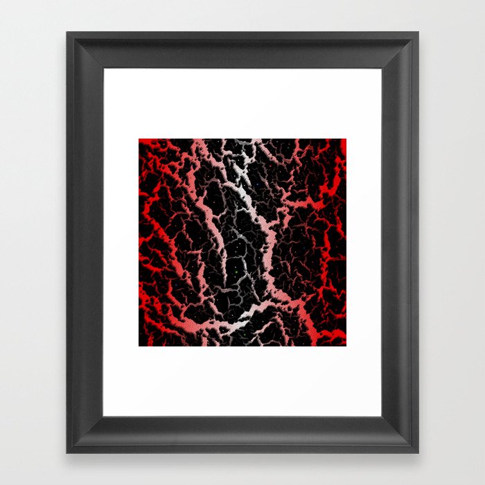 Cracked Space Lava - Red/White Framed Art Print