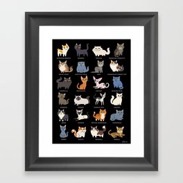 CATS on black Framed Art Print