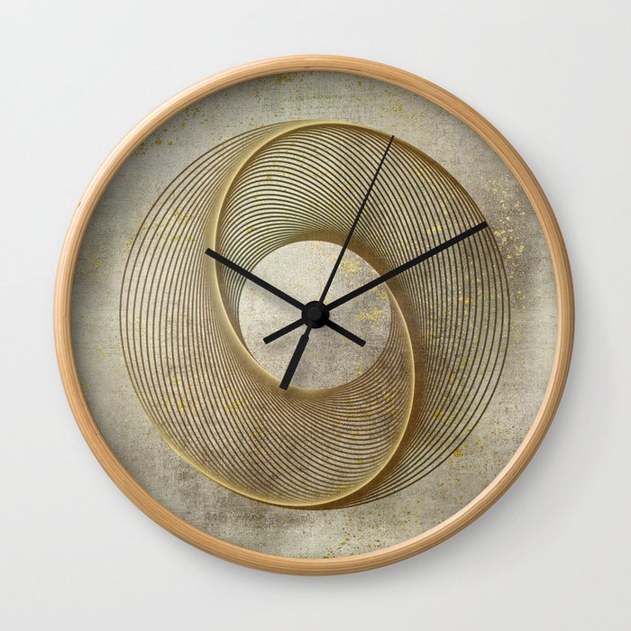 Geometrical Line Art Circle Distressed Gold Wall Clock
