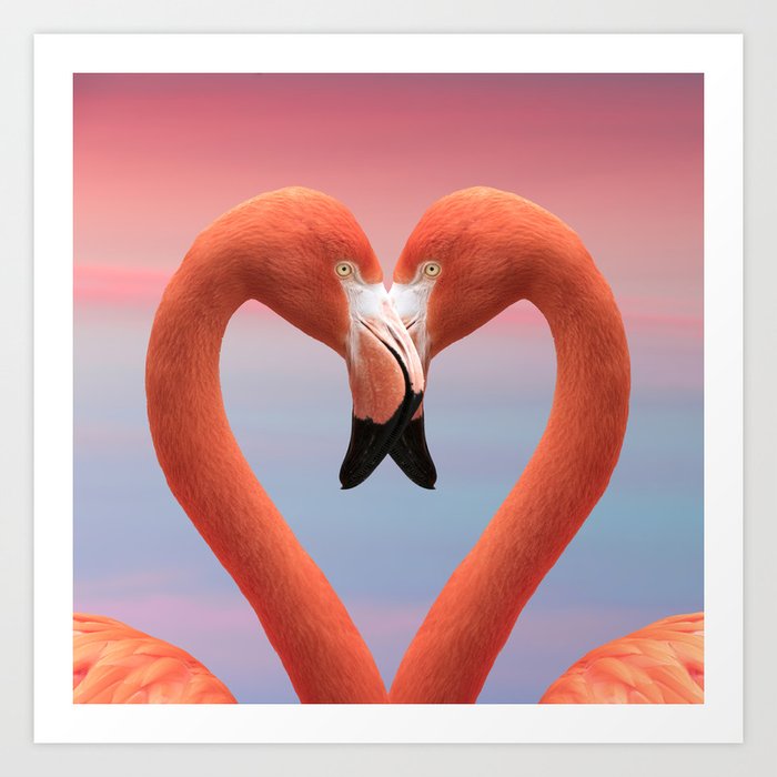 I Heart Flamingos Art Print