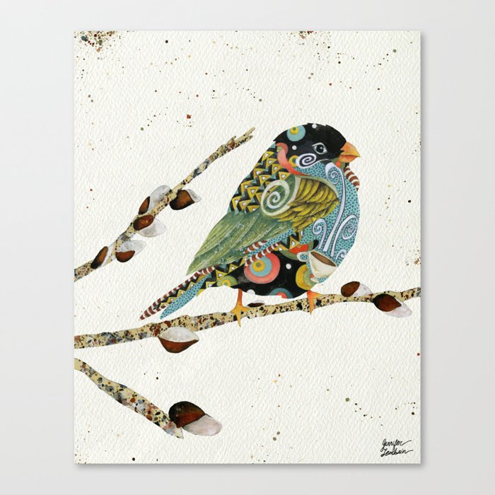 Cafe Swirly Bird 4 Canvas Print