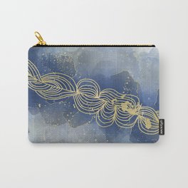 Blue Alcohol Ink with Gold Embellishment Carry-All Pouch
