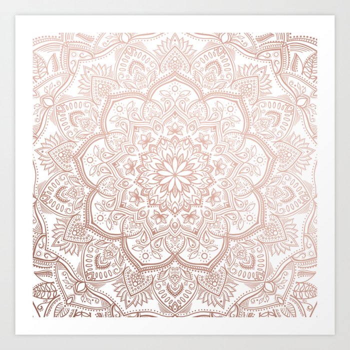 Lace Mandala - Rosegold Art Print