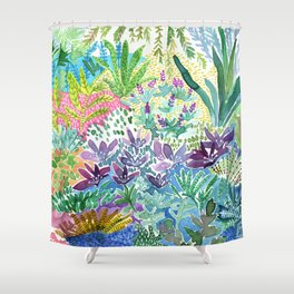 Tropical Garden Watercolor Shower Curtain