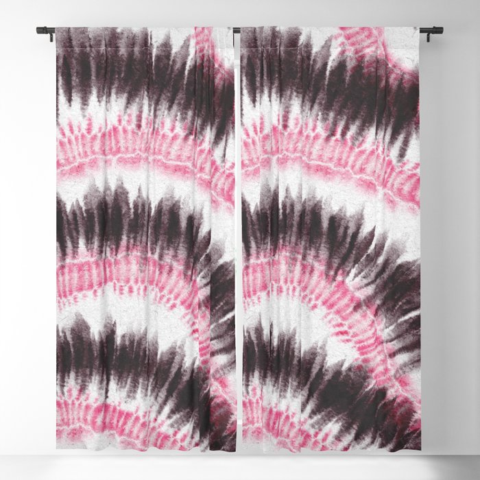 Black Pink Tie Dye Waves Blackout Curtain