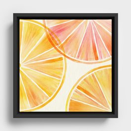 Sunny Citrus Watercolor Illustration Framed Canvas
