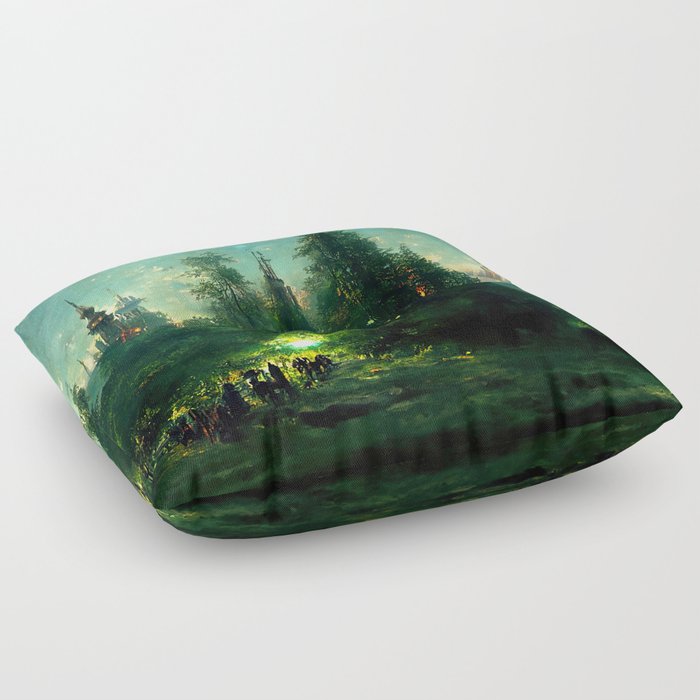 Walking into the forest of Elves Floor Pillow