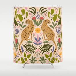 Modern colorful folk style cheetah print  Shower Curtain