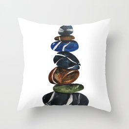 Beach pebbles stack, zen, illustration Throw Pillow