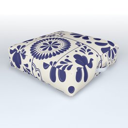 Blue Mexican Talavera Pattern Outdoor Floor Cushion