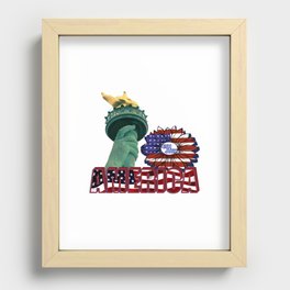 American Statue of liberty and wreath  Recessed Framed Print