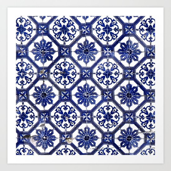 Portuguese Tile Art Print by blueline | Society6