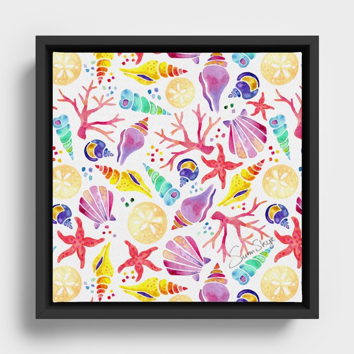 Seashells - Rainbow Framed Canvas