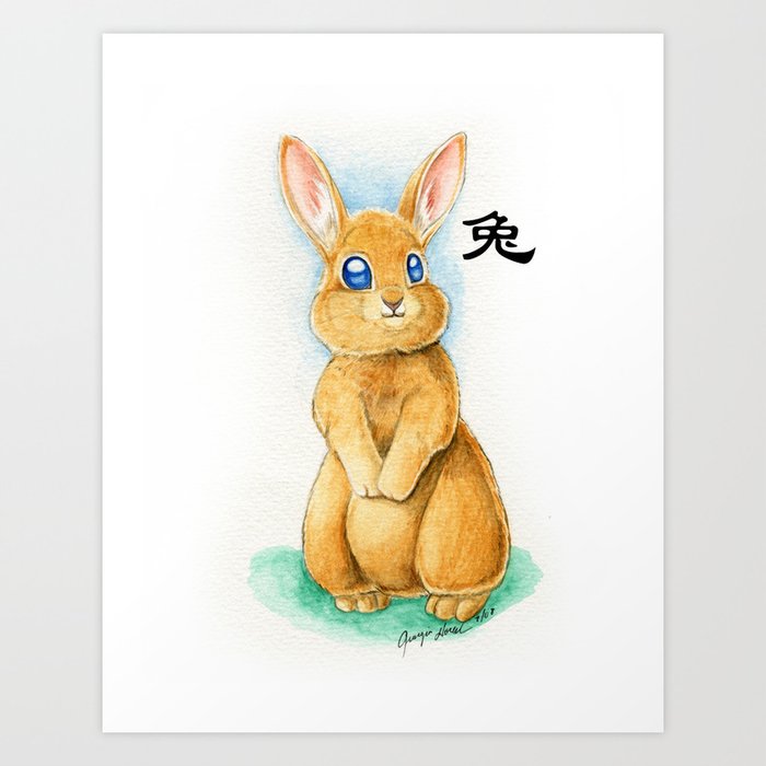 Chinese Zodiac Year Of The Rabbit Art Print By Stormwolfstudios