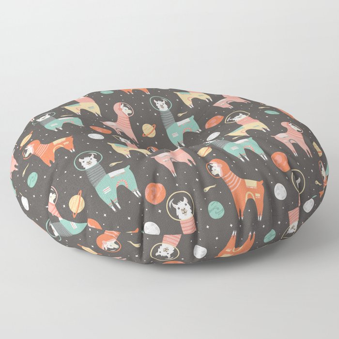 Astronaut Llamas in Space Floor Pillow