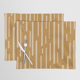 Interrupted Lines Mid-Century Modern Minimalist Abstract Geometric Pattern in Honey Mustard Ochre Placemat
