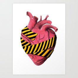 Caution tape around my heart Art Print