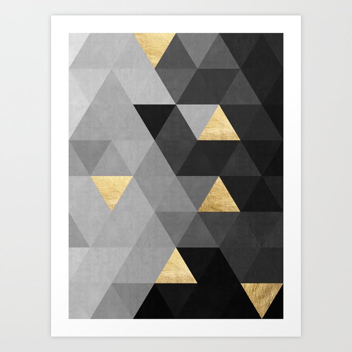 Concrete gray and gold composition Art Print