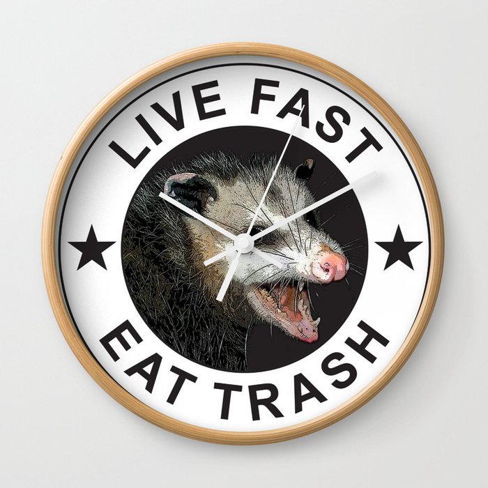 Live Fast Eat Trash - Possum Wall Clock