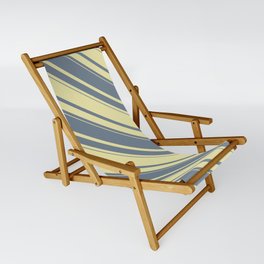 [ Thumbnail: Slate Gray & Pale Goldenrod Colored Stripes Pattern Sling Chair ]
