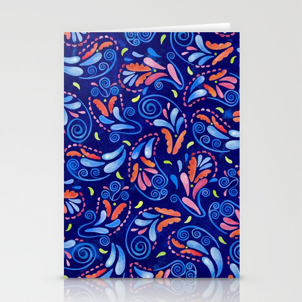 Multicolored Watercolor Paisley Florals Stationery Cards