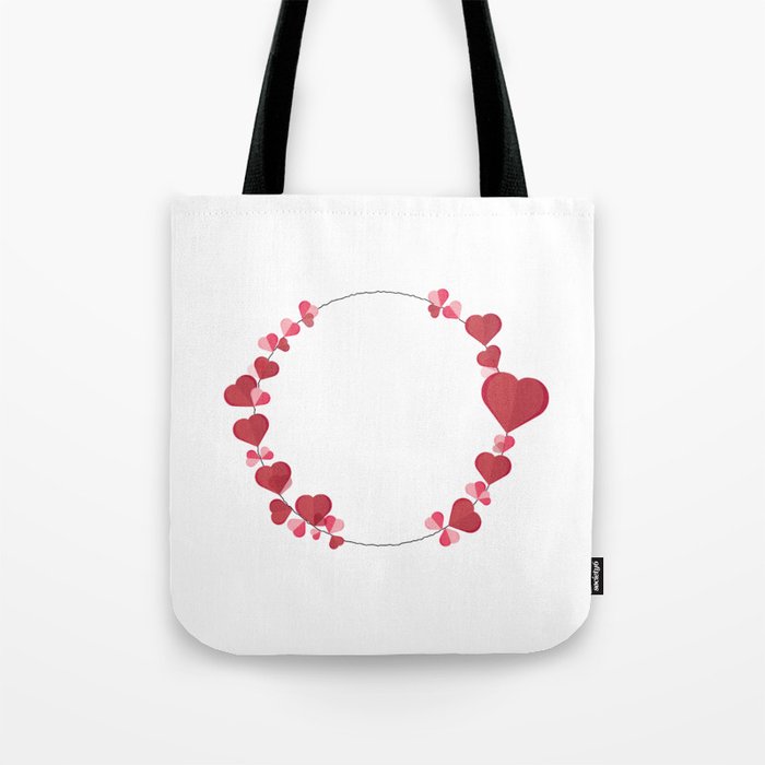Wreath with Red and Pink Heart. paper Hearts .Valentine day, mother day, father day Tote Bag