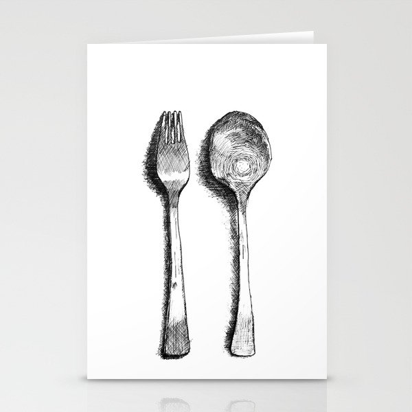 spoon and fork Stationery Cards