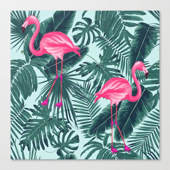 tropical pink flamingo Canvas Print