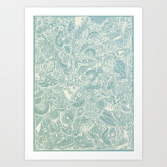 Detailed rectangle, light blue Art Print