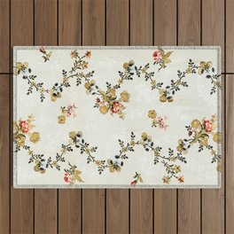 Vintage Distressed Pink Floral Bouquet Outdoor Rug