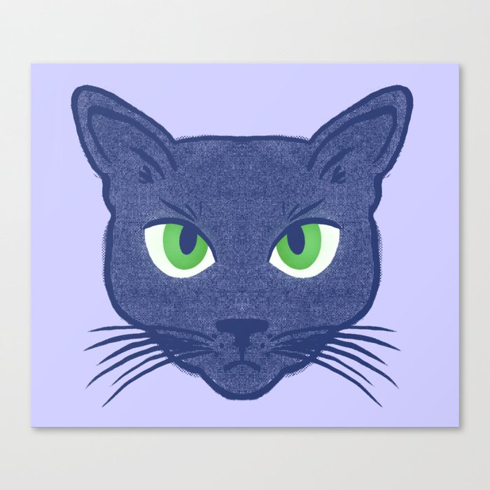 Retro Modern Periwinkle Cat Halftone Canvas Print