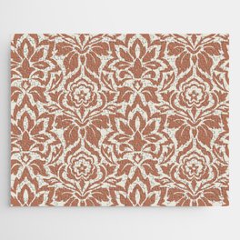 Floral Bohemian Pattern In Earthy Colors (Retro Vintage Aesthetic) Jigsaw Puzzle