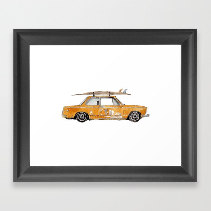 Old Yellow surf car Framed Art Print